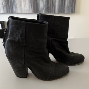 Rag & Bone Leather Black Ankle Boots